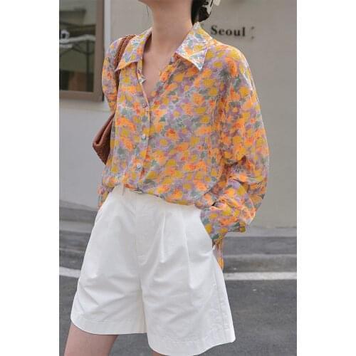 Korean chiffon Gentle long sleeve shirt for women in summer 2021