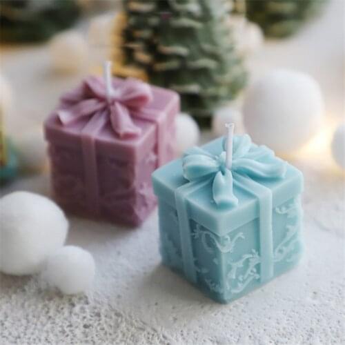 Square Gift Box Silicone Candle Molds DIY Plaster Aromatherapy Decoration Mold Fondant Cake Baking Mold Resin Candle Crafts