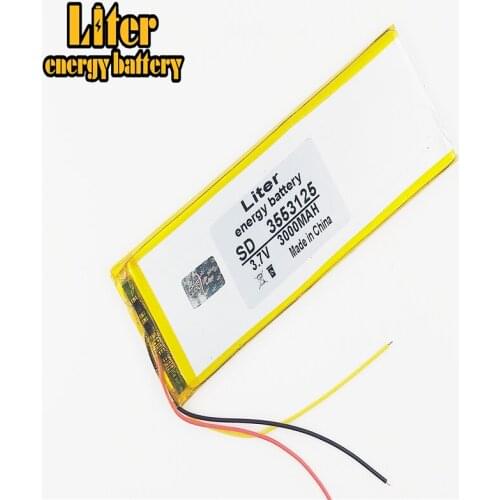 3 line 3.7V 3000mah3553125 Lithium Polymer Li-Po Rechargeable Battery For Mp4 Mp5 GPS PAD E-Book tablet pc power bank video game