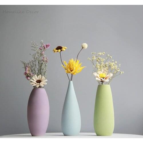 Minimalist Solid-color Flower Vase Colorful Ceramic Flower Vase Desktop Mini Vase Home Decorative Centerpiece