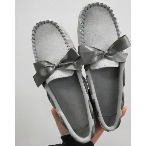 2021 New Arrival Casual Womens Shoes Genuine Leather Women Loafers Moccasins Fashion Bow Slip On Women Flats Shoes