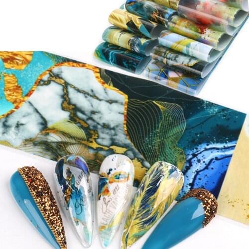 Marble Nail Foil Snake Leopard Nail Sticker Camouflage Gold Line Graffiti Sliders for Nails Transfer Paper Manicure SA6121