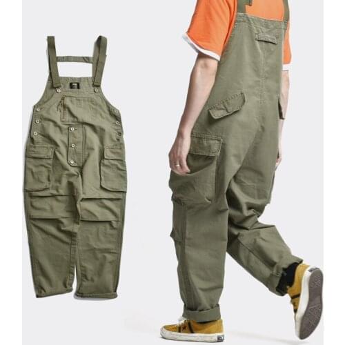 2020 Brand Streetwear Fashion Men Overalls Jumpsuits Solid Joggers Rompers Casual Men Pants Joggers Suspenders Trousers