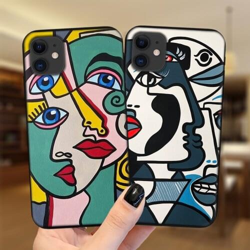 Abstract Art Painting Soft Phone Case For iPhone 11 12 Pro Max XS X XR 6 6S 7 8 Plus 5S SE 2020 12Mini Silicone Black Cover