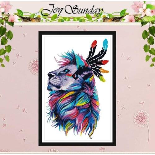 Rainbow lion Patterns Counted Cross Stitch 11CT Printed 14CT Cross Stitch Sets Chinese Cross-stitch Kits Embroidery Needlework