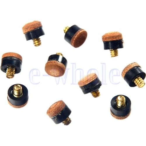10pcs 10mm Screw In Snooker or Pool Cue Tips for Cue Ball Control Easy To Replace Convenient SP0465X10