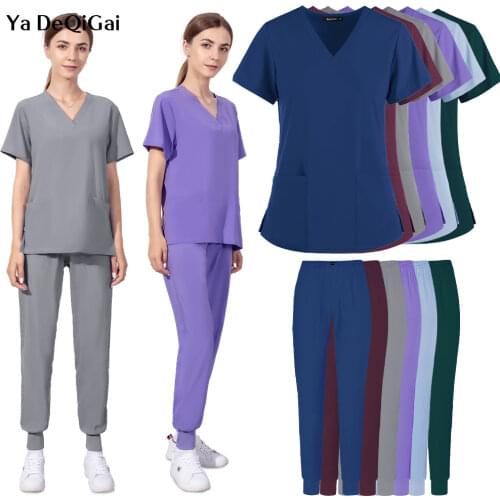 Wholesale Women Wear Scrub Suits Hospital Doctor Working Uniform Medical Surgical Multicolor Unisex Uniform nurse accessories