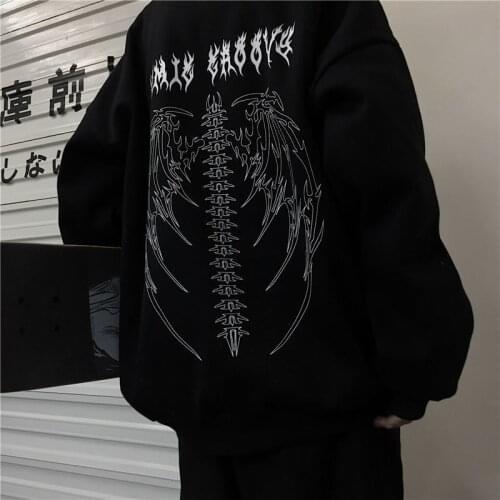 Autumn Streetwear Black Tops Girls White Gothic Oversized Hoodie Streetwear Womens Kpop Cool Couple High Street Sweatshirts Girl