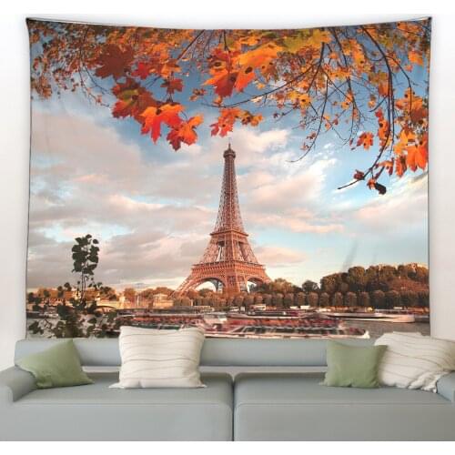 Paris Tower Landscape Tapestry Autumn Beautiful Natural Scenery Wall Hanging Tapestries Background Decor Hippie Bedroom Blanket