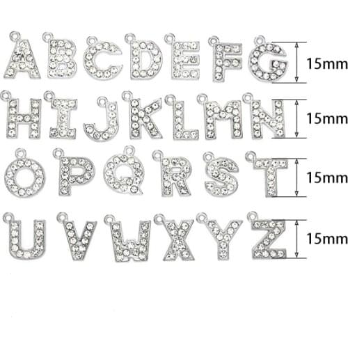 130p Rhinestone hang Letters Charms Pendant Approximately15x15mm Zinc Alloy Fit Necklace Bracelet Pet Dog Collar Tag Anklet Gift