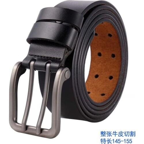 Large Size Mens Personality Leather Pin Buckle Belt Extra Long Belt Long Cowhide Retro Mens Belt