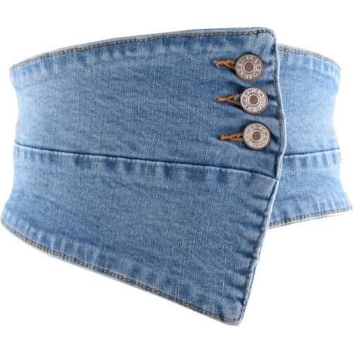 Fashion Street Denim Fabric Belt Waistband Women Elastic Slim Corset 2021 Designer Irregular Wide Jean Belt Strech Cummerbund