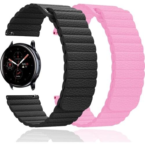 Magnetic Buckle Leather Strap for Samsung Galaxy 42/46mm Active 2 Watch Band for Galaxy Watch3 41/45mm Gear Watchband 20mm 22mm