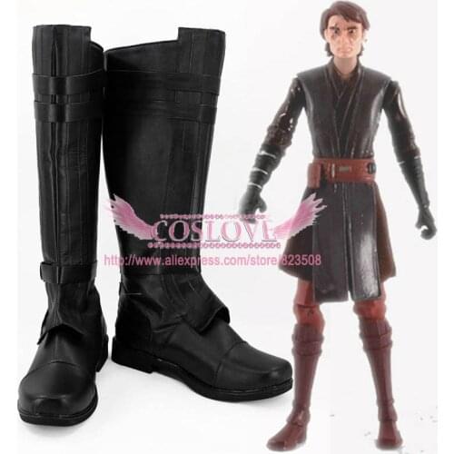 Episode II Attack of the Clones Anakin Skywalker Black Shoes Cosplay Boots CosplayLove For Halloween Christmas Party