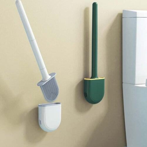 Removable Silicone Toilet Brush Wall-Mounted For WC Drainable Toilet Brush Cleaning Tools Home Bathroom Accessories Sets