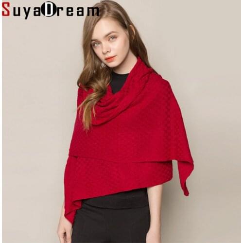 SuyaDream Winter Cashmere Warm Scarf 185cm Length 85%Silk 15%Cashmere Comfortable Knitted Solid Scarfs 2019 New