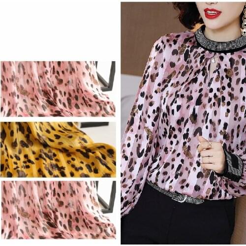 Wide 59" Leopard Dot Gold Silk Chiffon Georgette Hemp Yarn Fabric High grade Clothing Material By the Yard