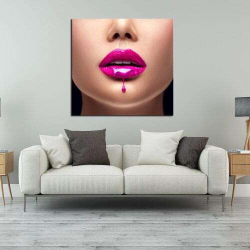 Modern Art Pink Lip Print Sexy Lips Picture Woman Face Poster Painting Unique Wall Decorations Living Room Pictures With Frames