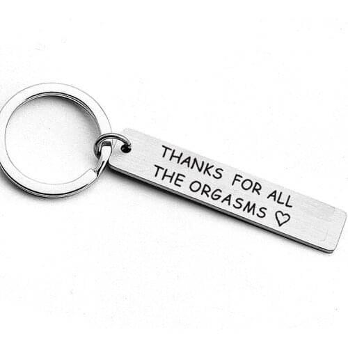 Thanks For All The Orgasms Boyfriend Gift Couple Keychain Long Stainless Steel Key Chains Couple Key Rings Humor Gift
