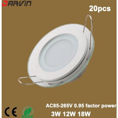 6W led panel 12W 18W LED Panel Downlight Round Glass Panel Lights Ceiling Recessed Lamps AC 220V Glass Round Ceiling Light
