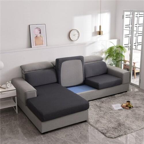 Solid Color Elastic Seat Cushion Protector Cover Jacquard Non-slip Furniture Stretch Slipcover for Living Room Decor Couch Cover