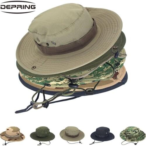 Combat Camouflage Hat Military Boonie Bush Jungle Sun Hat Outdoor Hiking Fishing Hunting Caps Hats for Men Beanies Hunting Caps