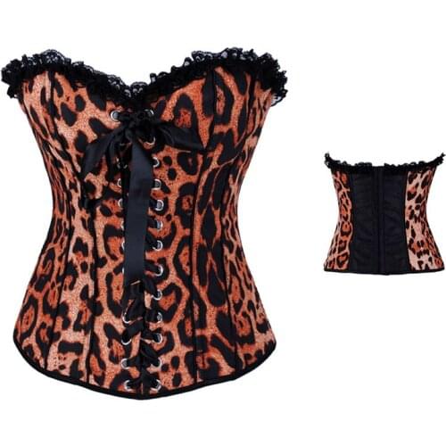 WYS.JL Womans Gothic Corset Plus Size Sexy Leopard Corset Lace Punk Corset 2XL