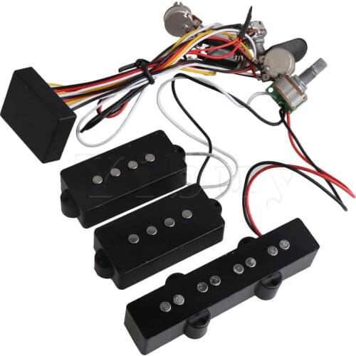 Yibuy 3 Band Active Bass Preamp Equalizer 4 Controls for P J Bass Pickup Set
