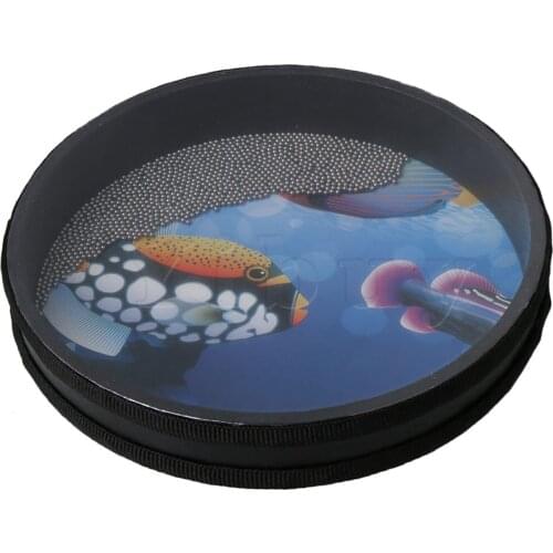 Yibuy Multicolor Wooden Remo Ocean Drum Orff Musical Tool 10 Inches