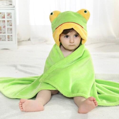 Green Frog Animal Cosplay Hooded Baby Infant Girl Boy Flannel Bath Towel Wrap Bathrobe Photo Cartoon Pajama Sleepwear