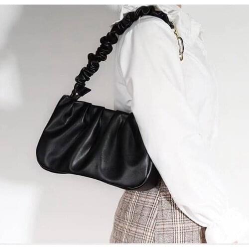 Underarm Bag Women Shoulder Bag Female Backpack Handbag Chain Luxury Cloud Pleated Bag Fashion 2021 New PU Leather Simple Zipper