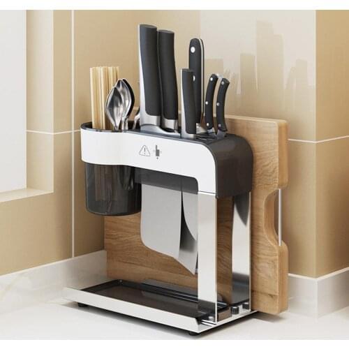 Cutting Board Holder Stainless Steel Drying Rack Kitchen 3 Divisions Compartment Storage Organizer Counter Display Stand