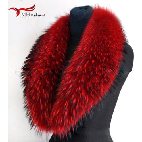 Real Raccoon Fur Scarves Woman 100% Pure Natural Raccoon Fur Collar Warm Winter Scarves Red Fox Fur Collar M8