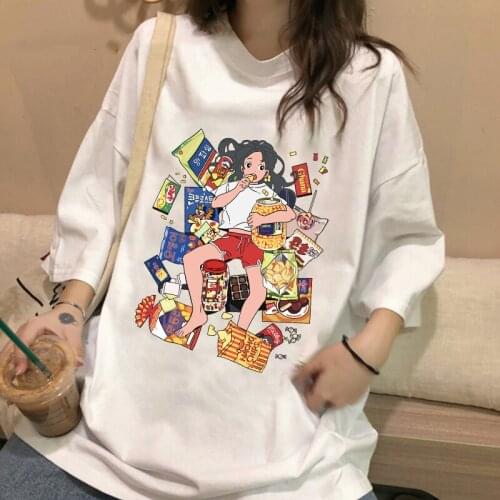 Women tops summer 2021 Harajuku T-shirt Kawaii Womens Punk Casual Japanese y2k Anime Cartoon Print Loose Cute Oversized t-shirt