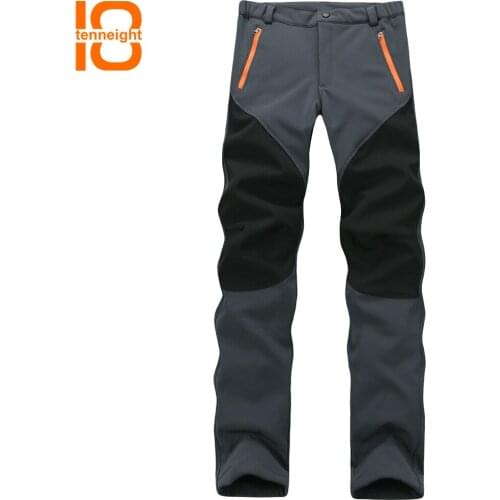 TENNEIGHT Winter Softshell Fleece Hiking Pants men Women Outdoor Sport Trousers Waterproof Windproof Trekking Mountain Climbing