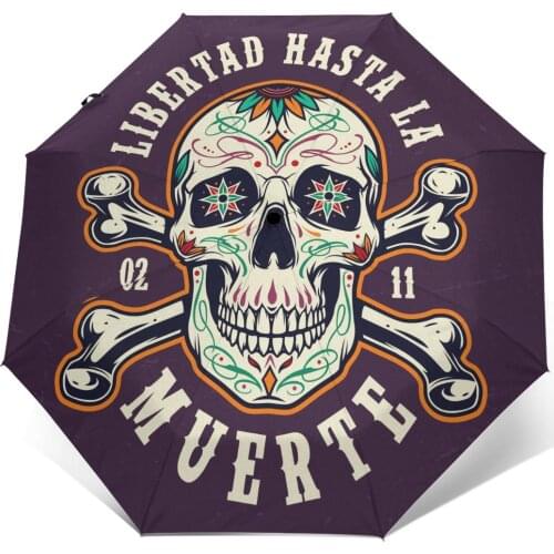 Sunny Umbrella Dia De Los Muertos Badge Automatic folding portable men women umbrella Sunscreen rain Windproof beach parasol