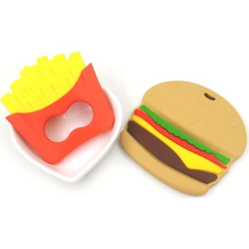 BPA Free Food Grade Silicone Teether Hamburger Chips Teething Toy Baby Teether