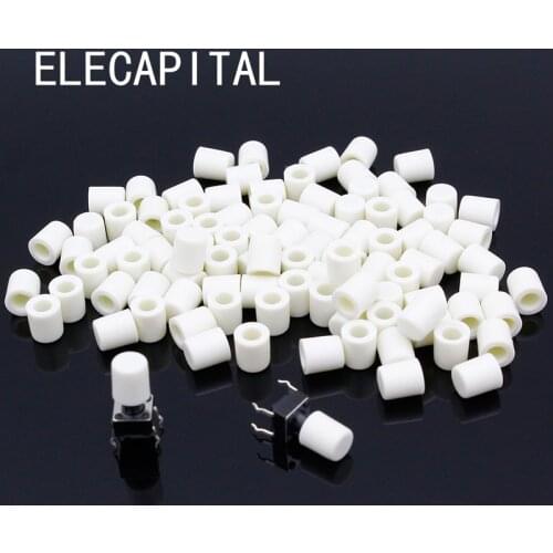 100pcs/lot White Plastic Cap Hat G63 for 6*6mm Tactile Push Button Switch Lid Cover Free Shipping