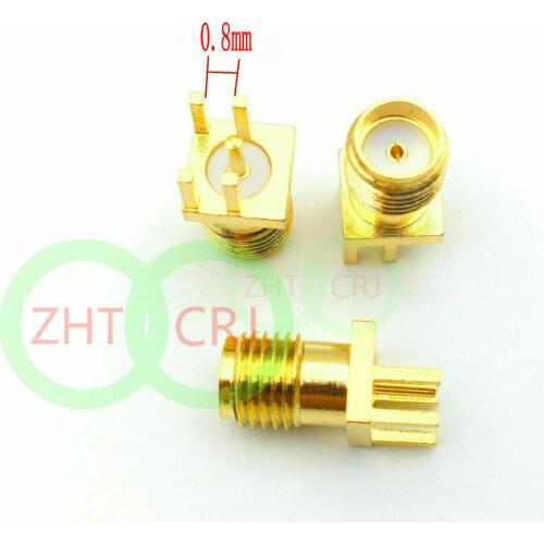 100Pcs Gold SMA female jack solder PCB clip 0.8mm ge mount RF connector