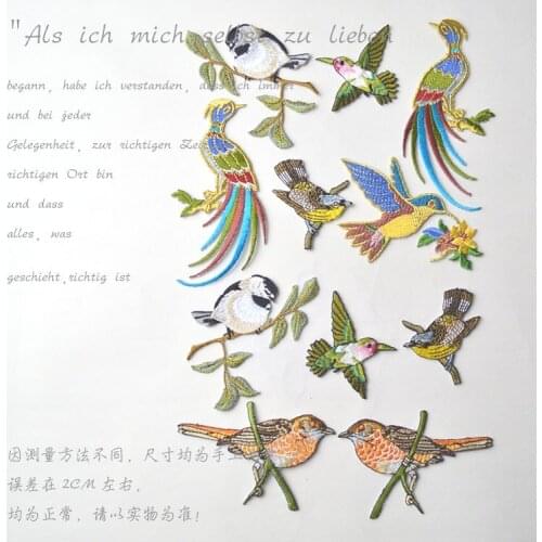 5pcs Birds Patch Embroidery Iron On Patches For Clothes Dresses DIY Accessory