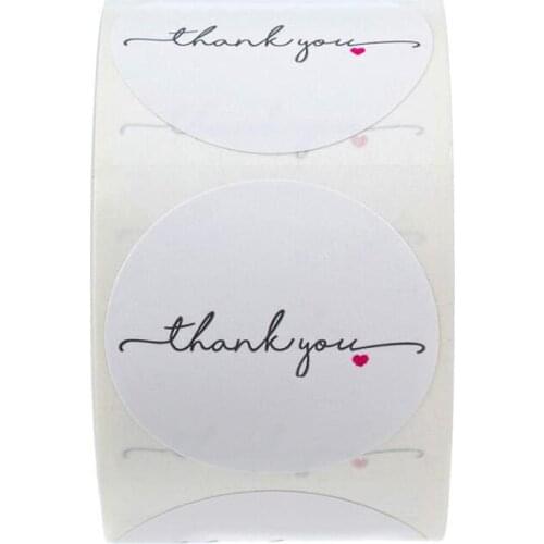50-500pcs Round White paper label sticker thank you sticker scrapbook 1 inch wedding envelope seal handmade stationery sticker
