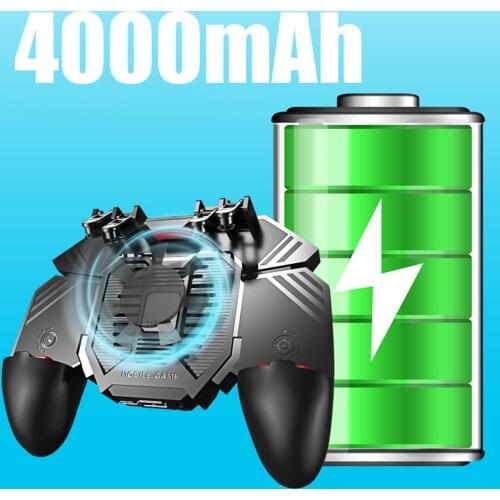 6 Fingers PUBG Mobile Controller With Cooler For Android iOS Mobile Phone ​Gamepad Power Bank with Cooling Fan L2R2 Joystick