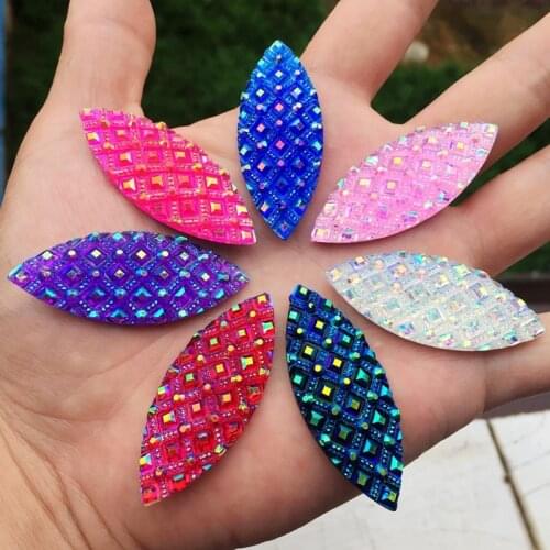 6PCS 20*50mm Flat Back Scrapbook for Craft Crystal 3D Resin Rhinestones buttons-A51