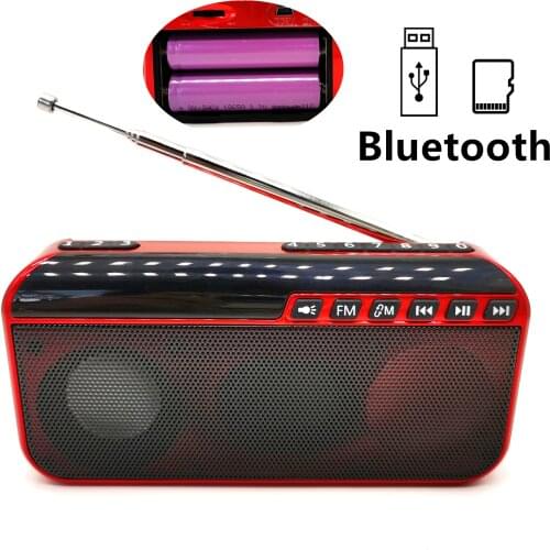 2 Batteries Bluetooth-Compatible Speaker FM Radio MP3 Music Player Portable Radio Receiver Speaker Support TF Card USB Disk