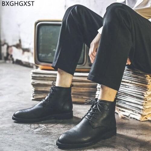 Martin Boots for Men Male Leather Ankle Boots Man Luxury Designer Men Casual Shoes Black Men Boots Outdoor Shoes Zapatos Hombre