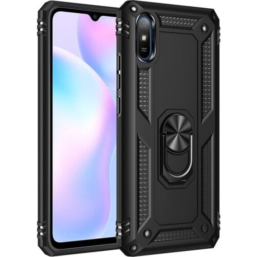 For Redmi 9i Case for Xiaomi Redmi 9i 9 i Rugged Military Armor Shockproof Car Holder Magnet Ring Case Cover Stand