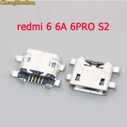 ChengHaoRan 1pcs micro mini usb jack charging port socket for xiaomi redmi 6 6A 6pro S2 hongmi 6 6A 6pro S2