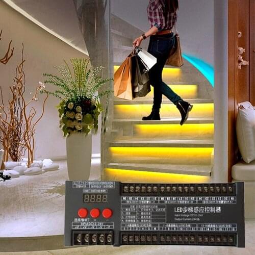 DC12V 2in1 streamline steps Stair Dimming Wireless PIR Motion Sensor controller for SMD 5050 WS2811 Addressable LED Strip Light