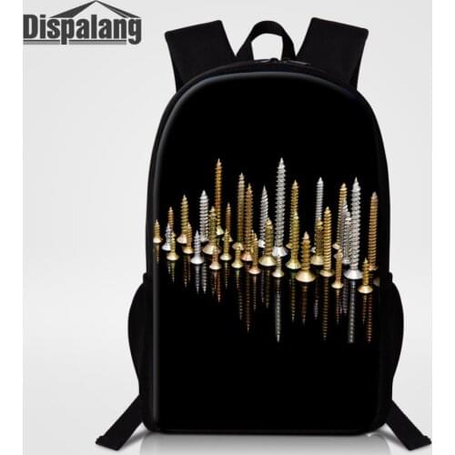 Dispalang Fashion Men Backpack Screw Print School Bag for Teenagers Top Quality Double Shoulder Bags Kids Bookbag Cool Rucksack