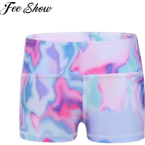 FEESHOW Kids Girls Shorts Pants Clothes Boy-cut High Waist Grrl Dance Shorts Bottoms Activewear Sports Gymnastic Workout Costume